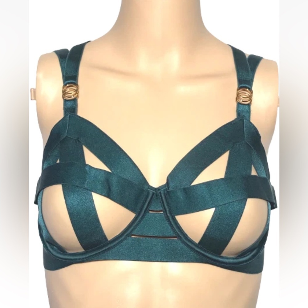 Victoria’s Secret teal green Unlined Strappy Demi Bra Luxe Lingerie